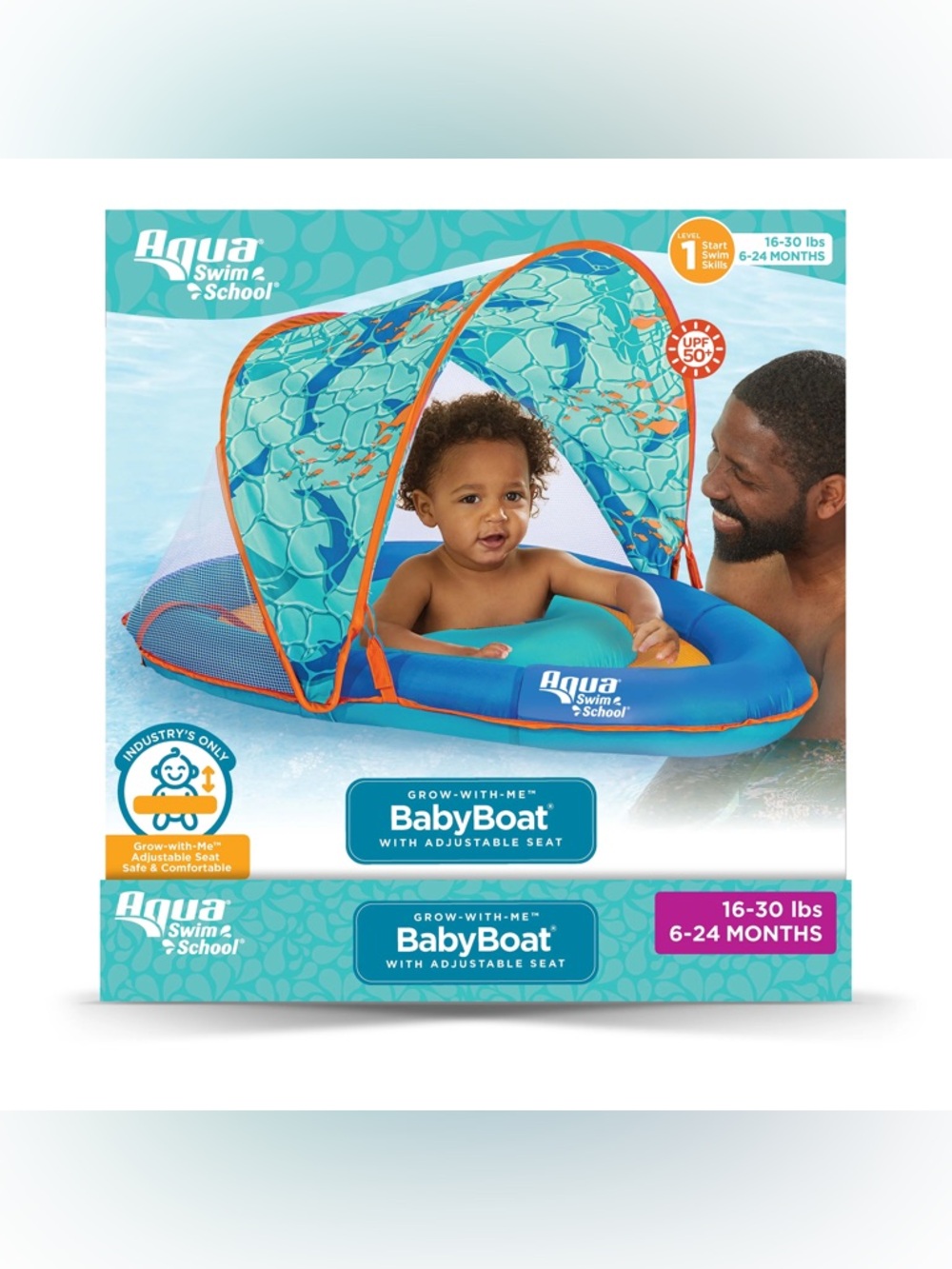 Aqua Swim School BabyBoat Adjustable Seat UPF 50+ Infant Float